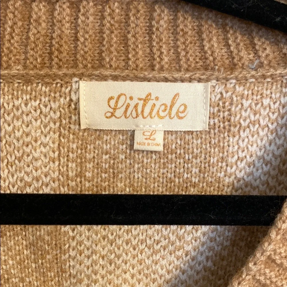 Vici listicle Brown and White Checkered Cardigan Sweater large - Picture 2 of 3